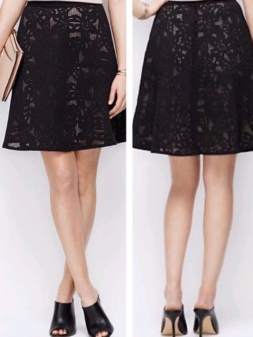 Ann Taylor Black Lace A-Line Skirt